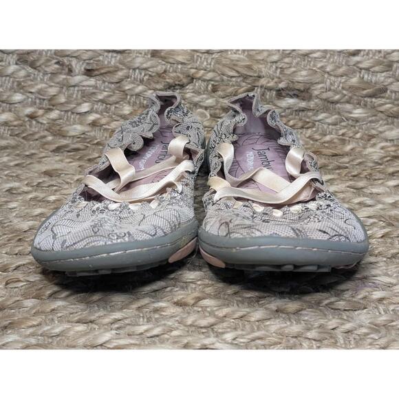JAMBU KETTLE TOO PINK & GRAY FLORAL PRINT LEATHER ELASTIC BALLET FLATS SIZE 6.5 - Picture 5 of 10